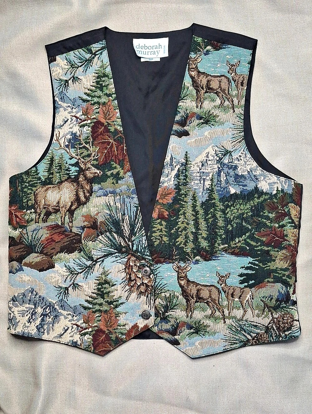 deborah murray Scenic Wildlife Print Vest Blue Size Small
